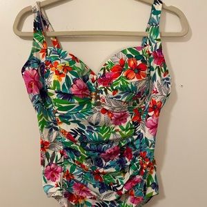 MIRACLE-SUIT ONE PIECE * FLORAL * Adj Straps * size 14